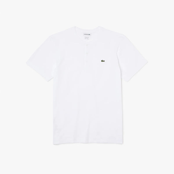 T-shirt col Henley boutonné Coupe régulière coton pima uni blanc