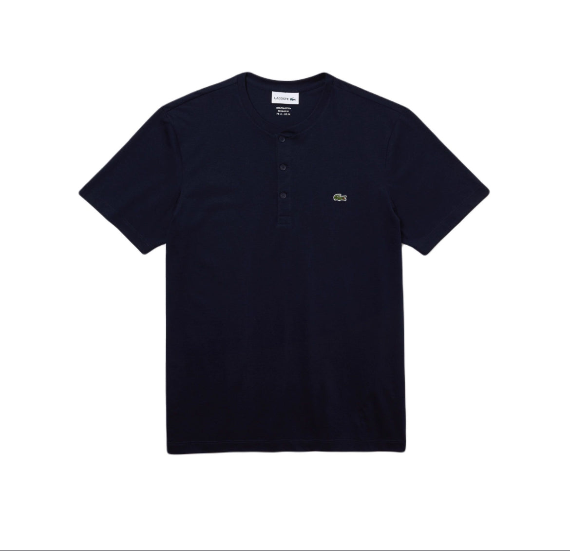 T-shirt col Henley boutonné Coupe régulière coton pima uni noir