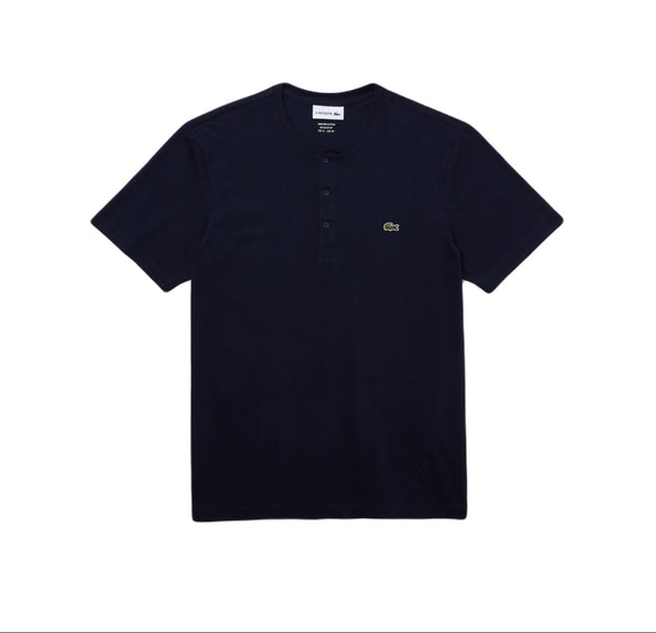 T-shirt col Henley boutonné Coupe régulière coton pima uni noir