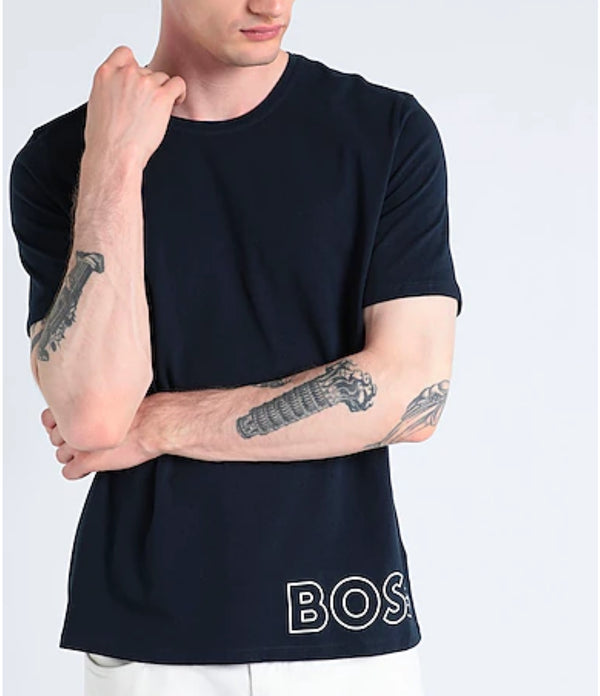 T-SHIRT BOSS EN COTON STRETCH À LOGO ARTISTIQUE CONTRASTANT