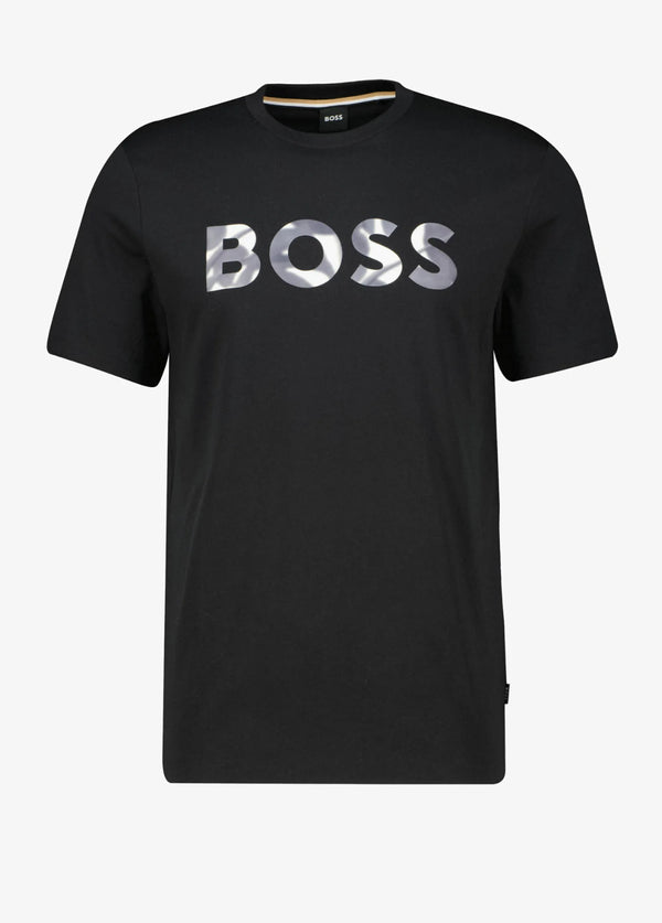 T-SHIRT BOSS EN COTON STRETCH À LOGO ARTISTIQUE CONTRASTANT