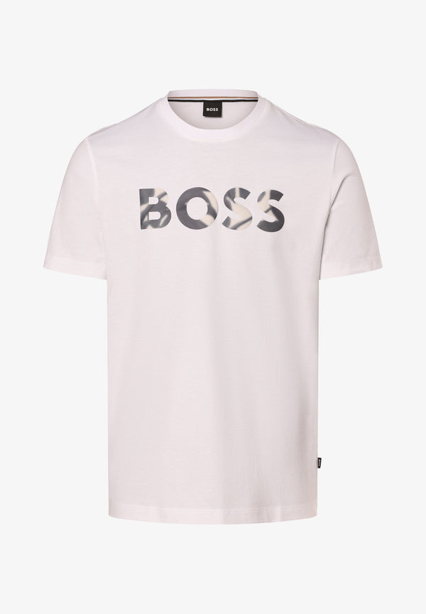 T-SHIRT BOSS EN COTON STRETCH À LOGO ARTISTIQUE CONTRASTANT