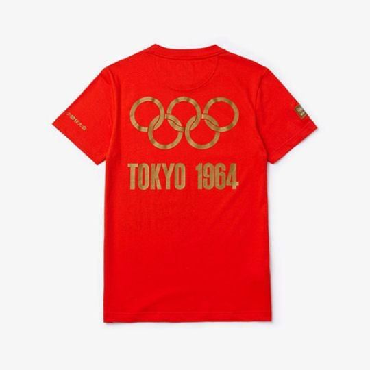 T-shirt Lacoste rouge pour homme de la collection Heritage des Jeux Olympiques  de Tokyo 1964