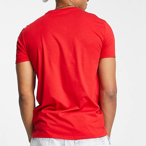 T-shirt Lacoste col rond en jersey de coton pima uni rouge