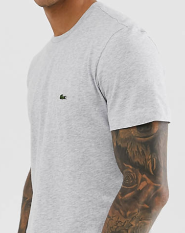 T-shirt Lacoste col rond en jersey de coton pima uni gris