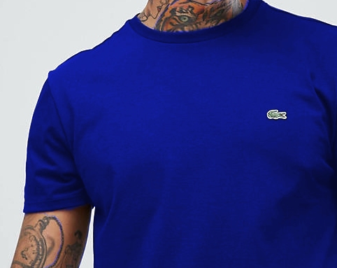 T-shirt Lacoste col rond en jersey de coton pima uni bleu