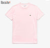 T-shirt Lacoste col rond en jersey de coton pima uni rose