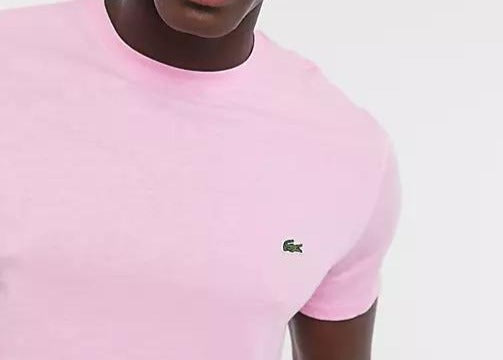T-shirt Lacoste col rond en jersey de coton pima uni rose