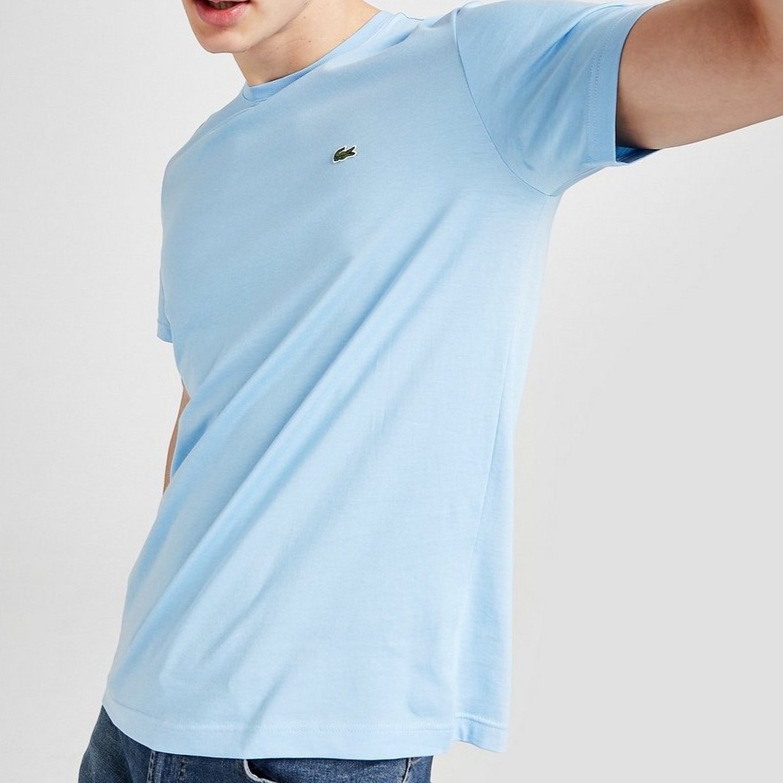 T-shirt Lacoste col rond en jersey de coton pima uni bleu claire